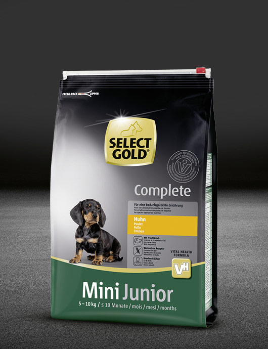 select gold complete mini junior huhn beutel trocken 530x890px