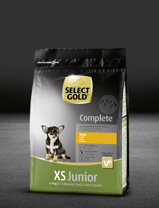 select gold complete xs junior huhn beutel trocken 530x890px