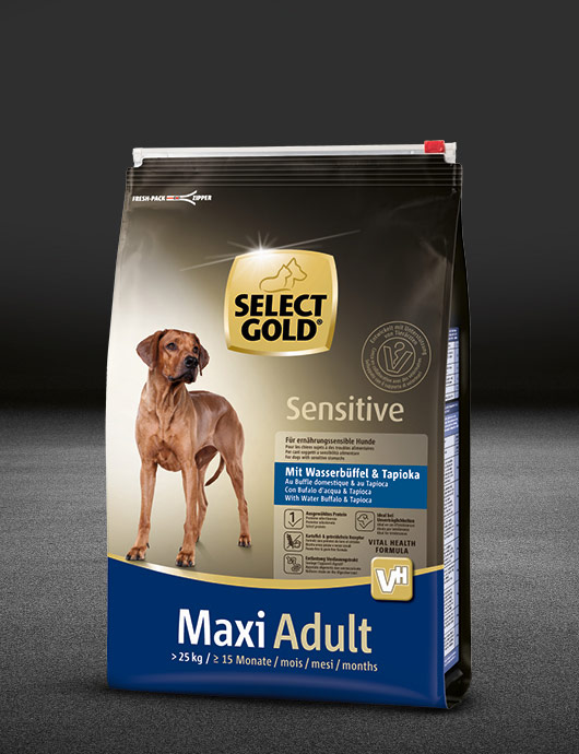 select gold sensitive maxi adult mit wasserb%C3%BCffel und tapioka  beutel trocken 530x890px