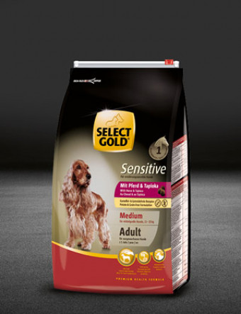 select gold sensitive medium adult mit pferd und tapioka beutel trocken 320x417px